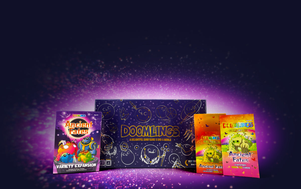 doomlings ancient fates variety expansion, gold packs, and new remastered deluxe bundle