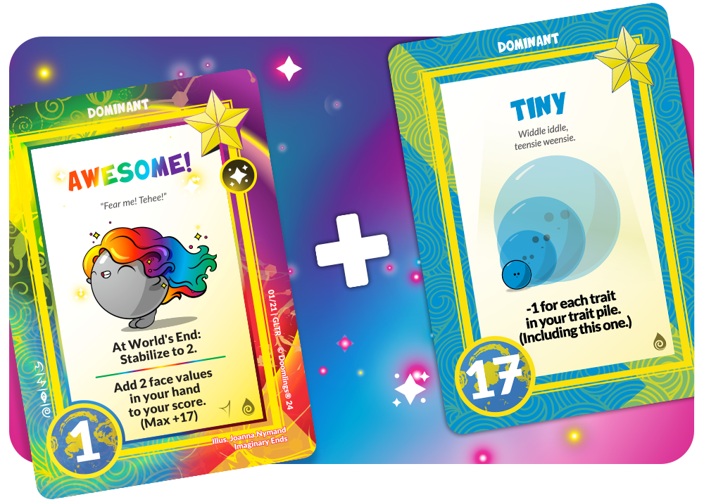 image of the awesome doomling card and tiny next to each other