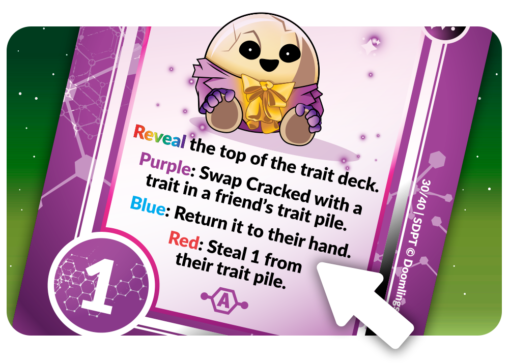 arrow pointing at doomling card