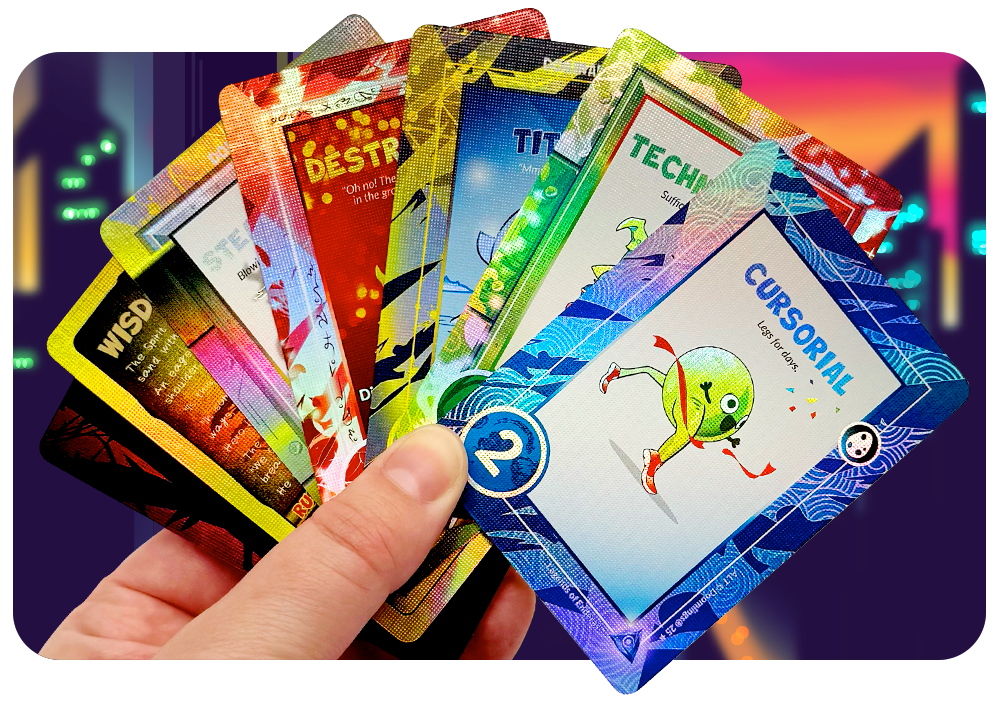 hand holding holofoils