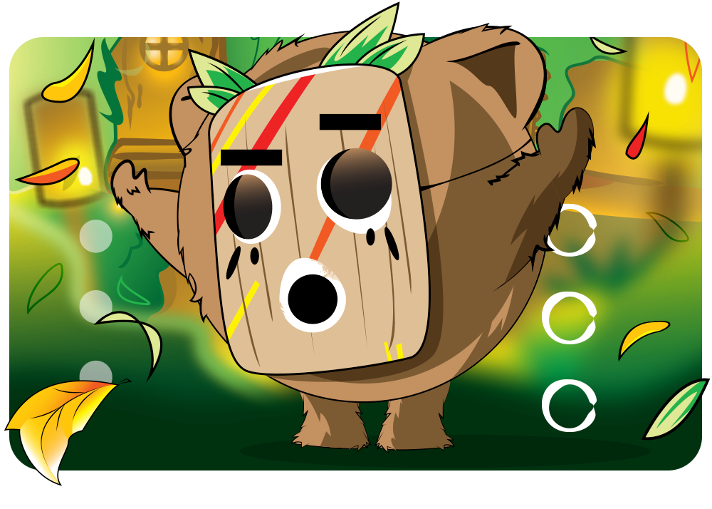 masked doomling with leaves