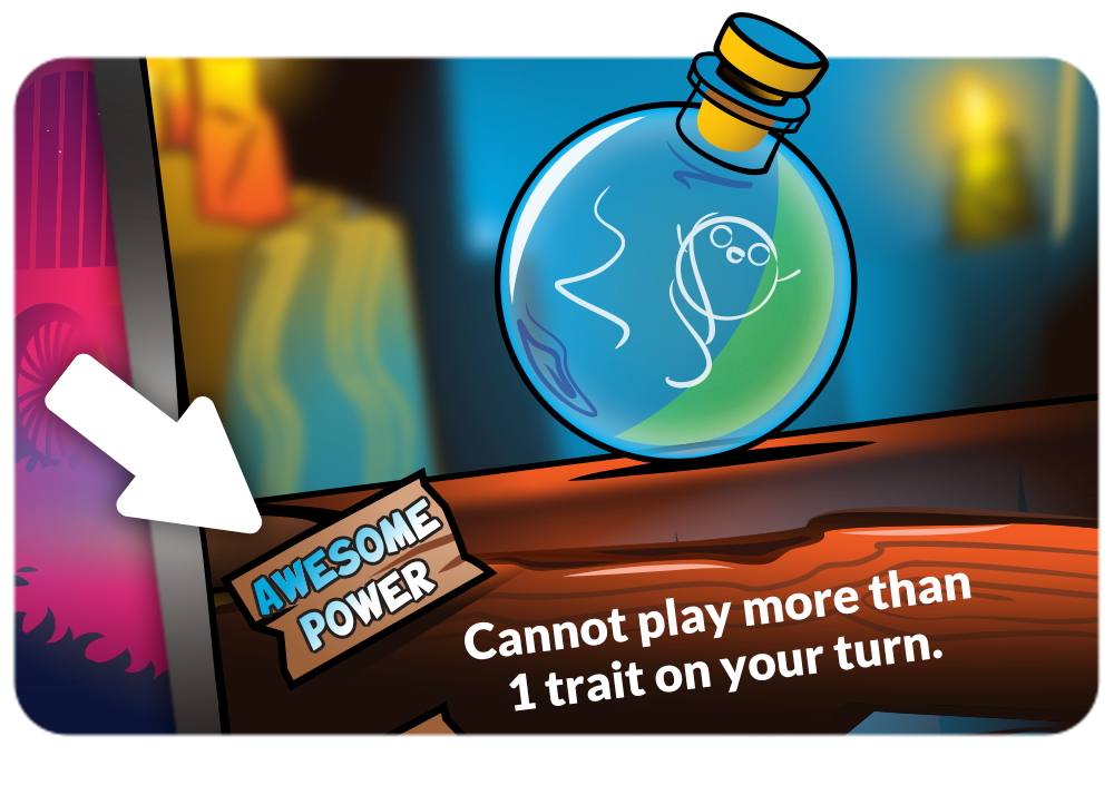 a card with an arrow pointing at it's awesome power.