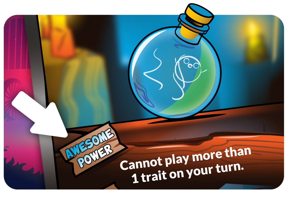 a card with an arrow pointing at it's awesome power.
