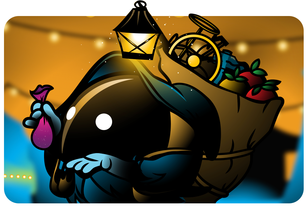 imageof a merchant holding up a sparkly bag