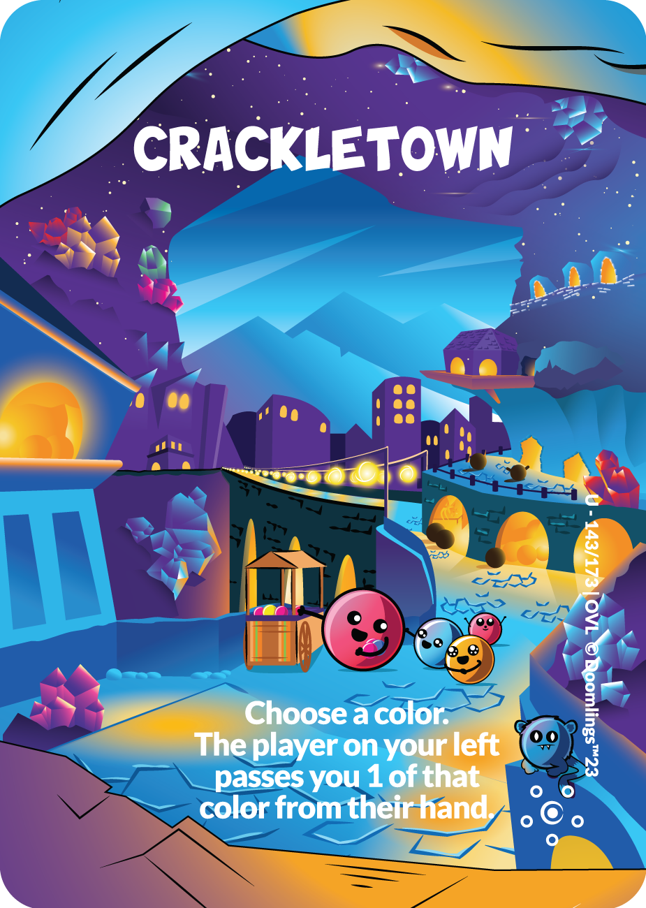crackle town: choose a color. the player on your left passes you 1 of that color from their hand