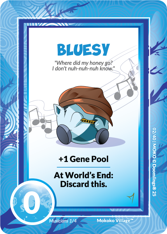 bluesy "where did my honey go?" doomling playing harmonica +1 gene pool, at world's end: discard this.