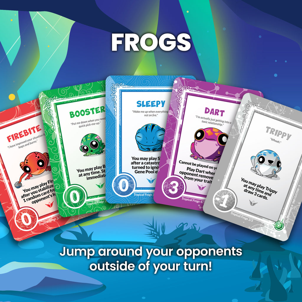 frogs doomlings cards - jump around your opponents outisde of your turn!