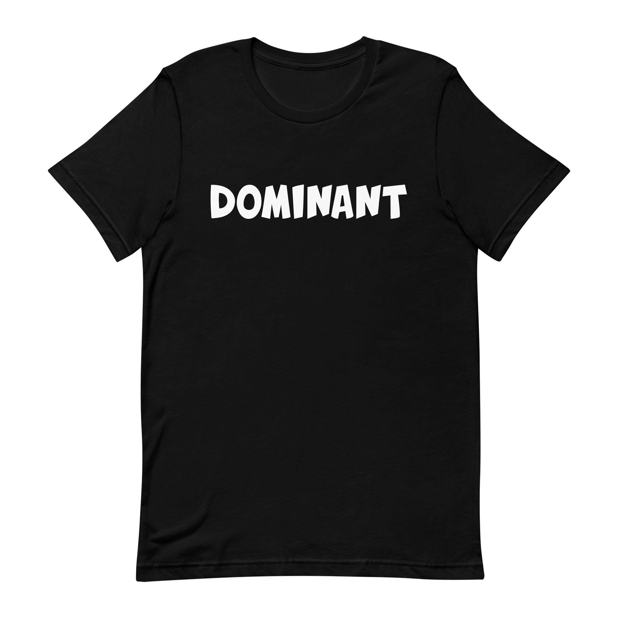 black tshirt with the words dominant written on it in the doomlings font
