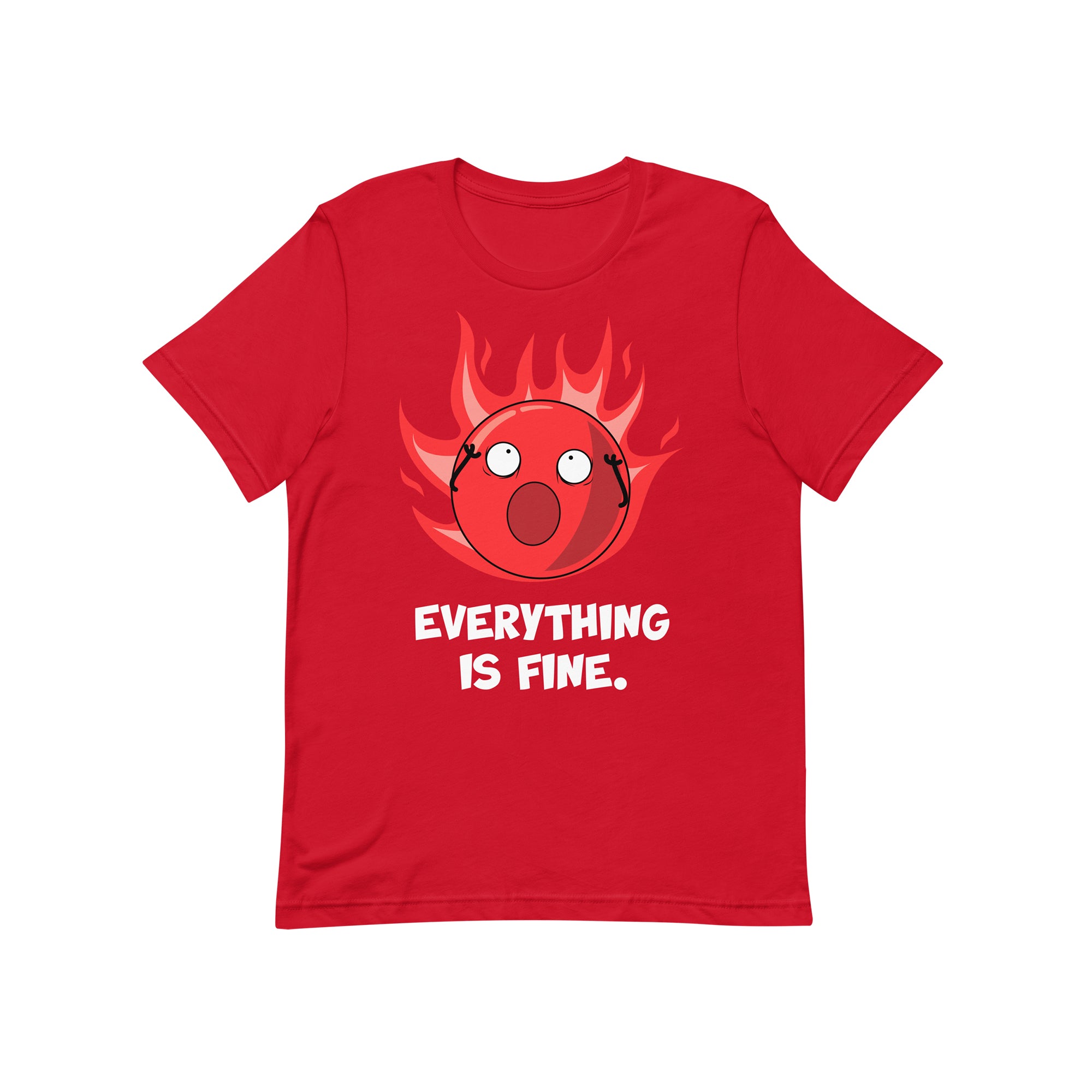 everything is fine tee with doomling on fire on red shirt, kids shirt