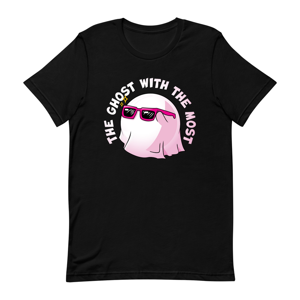 tshirt with ghostly doomling on it 'the ghost with the most'