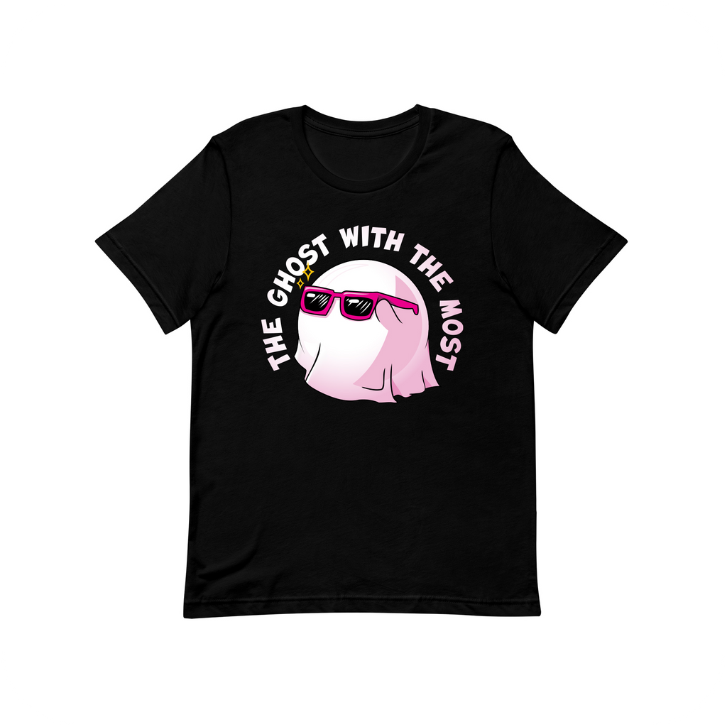 tshirt with ghostly doomling on it 'the ghost with the most'
