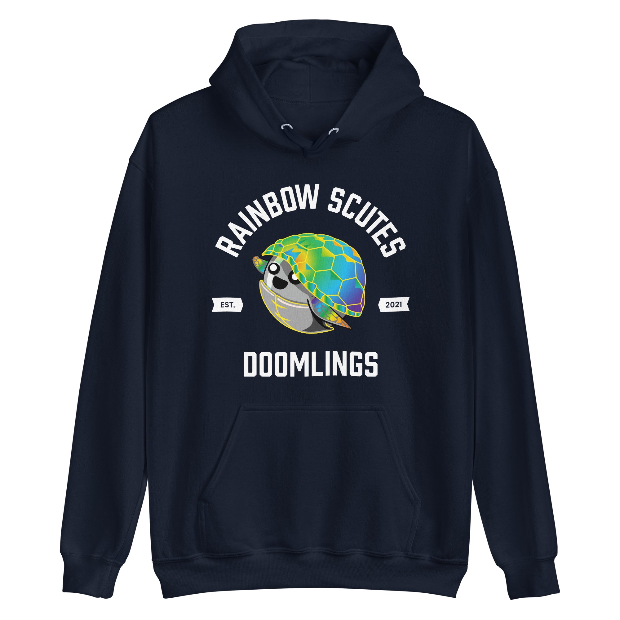 rainbow scutes navy hoodie doomlings