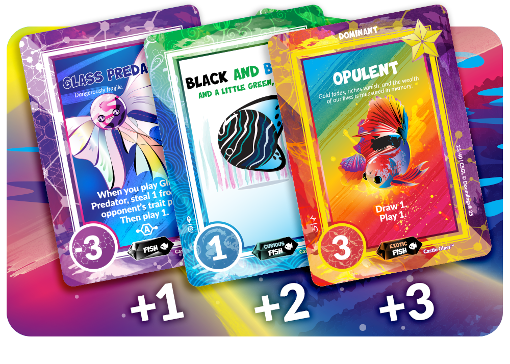 three cards with points