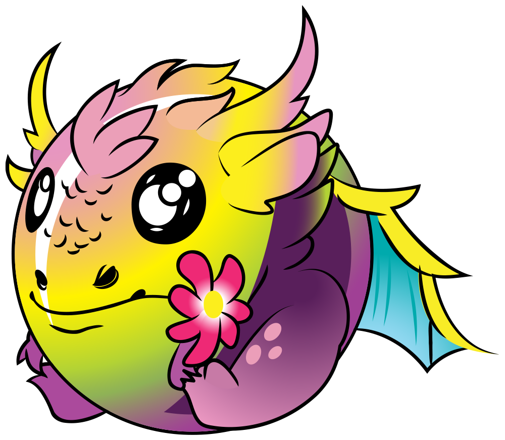 a dragon with a flower in its mouth doomling