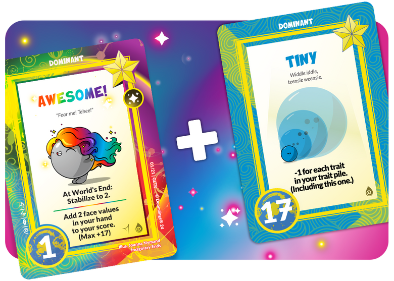 image of the awesome doomling card and tiny next to each other