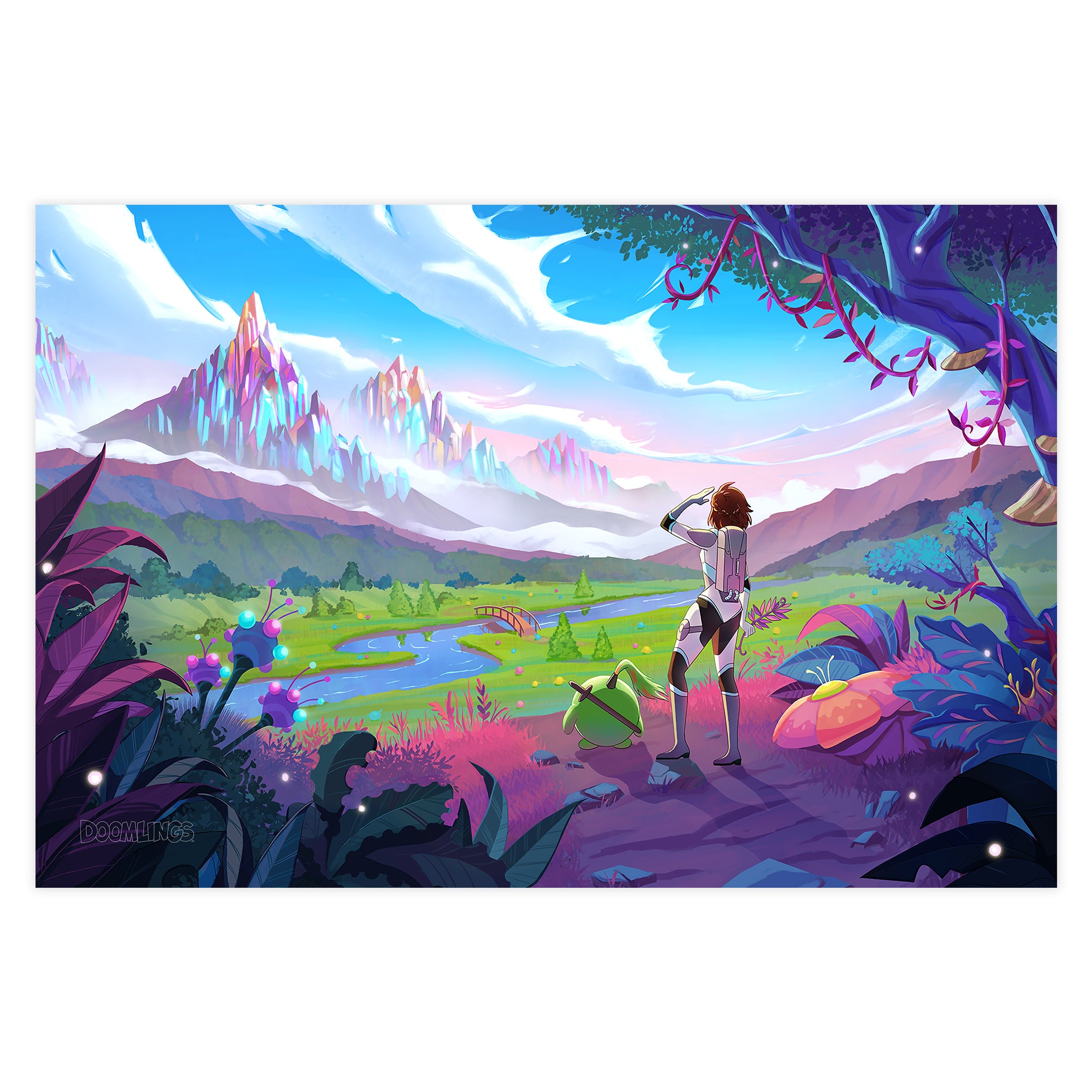 captain marin's journey - marin and hero looking out at the crackletown mountains