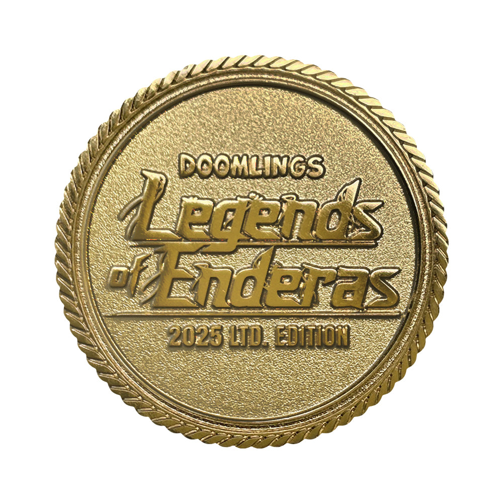 back of legends of enderas coin, says 'doomlings legends of enderas, 2025 ltd. edition'