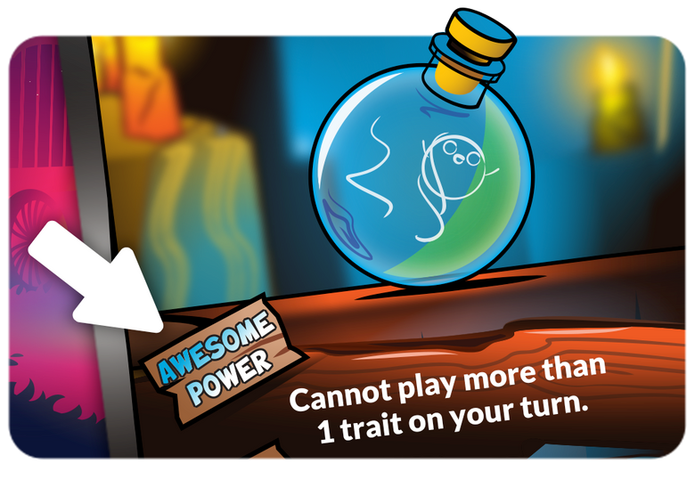 a card with an arrow pointing at it's awesome power.