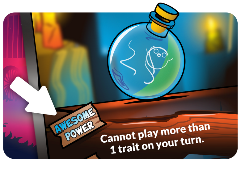 a card with an arrow pointing at it's awesome power.
