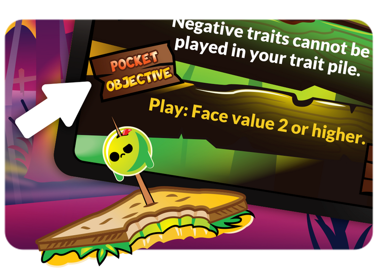 image of a card with an arrow pointing at the pocket objective