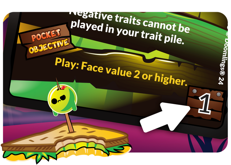 image of a card with an arrow pointing at the points