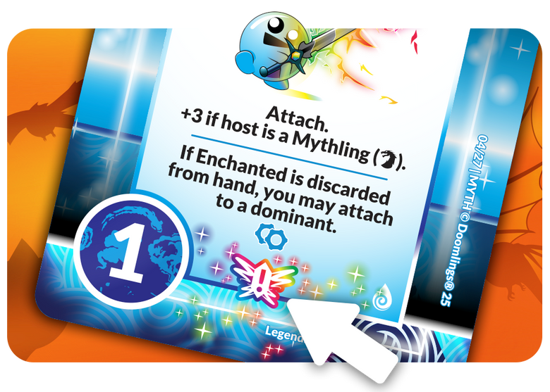 doomlings card holding a sword showing the spell icon