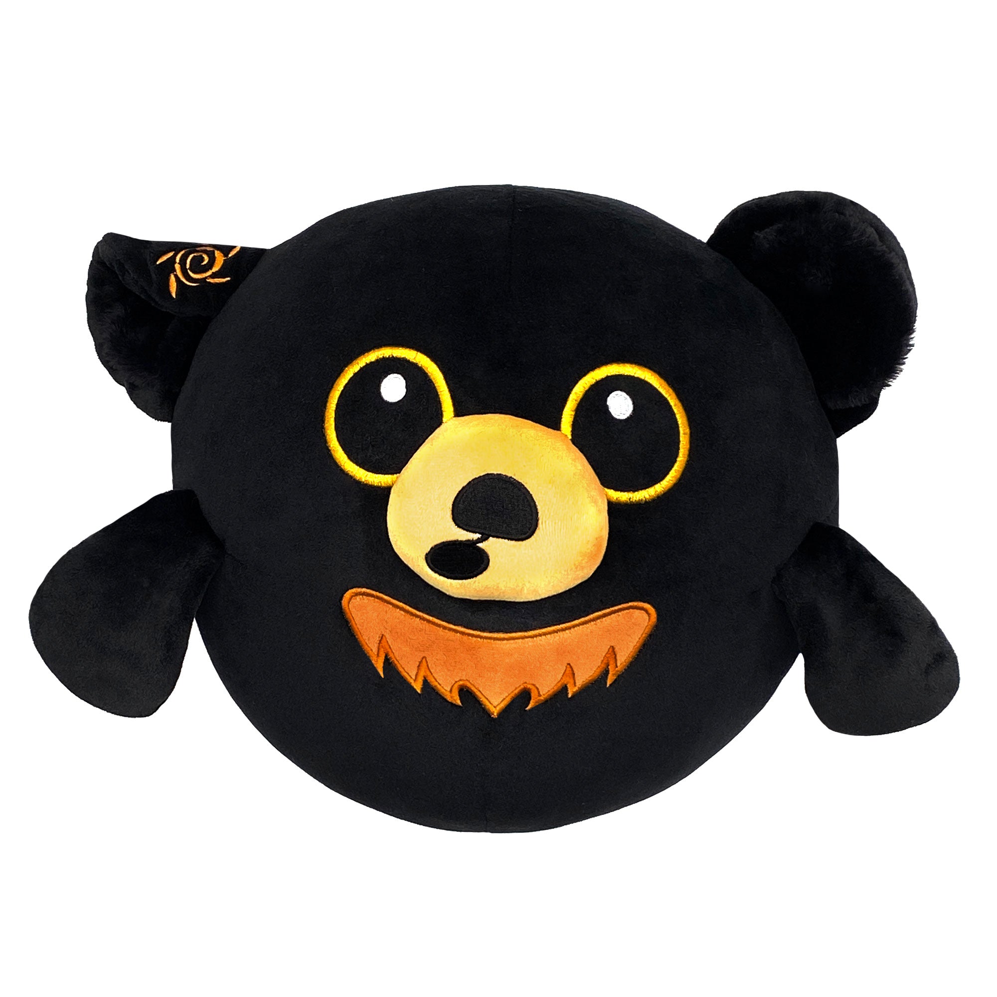 calysta plushie - a cute black bear round plush stuffed animal with orange markings