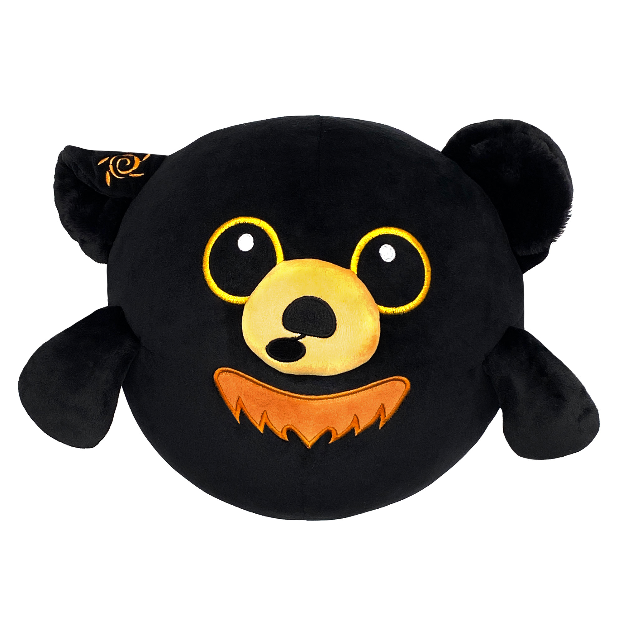 calysta plushie - a cute black bear round plush stuffed animal with orange markings