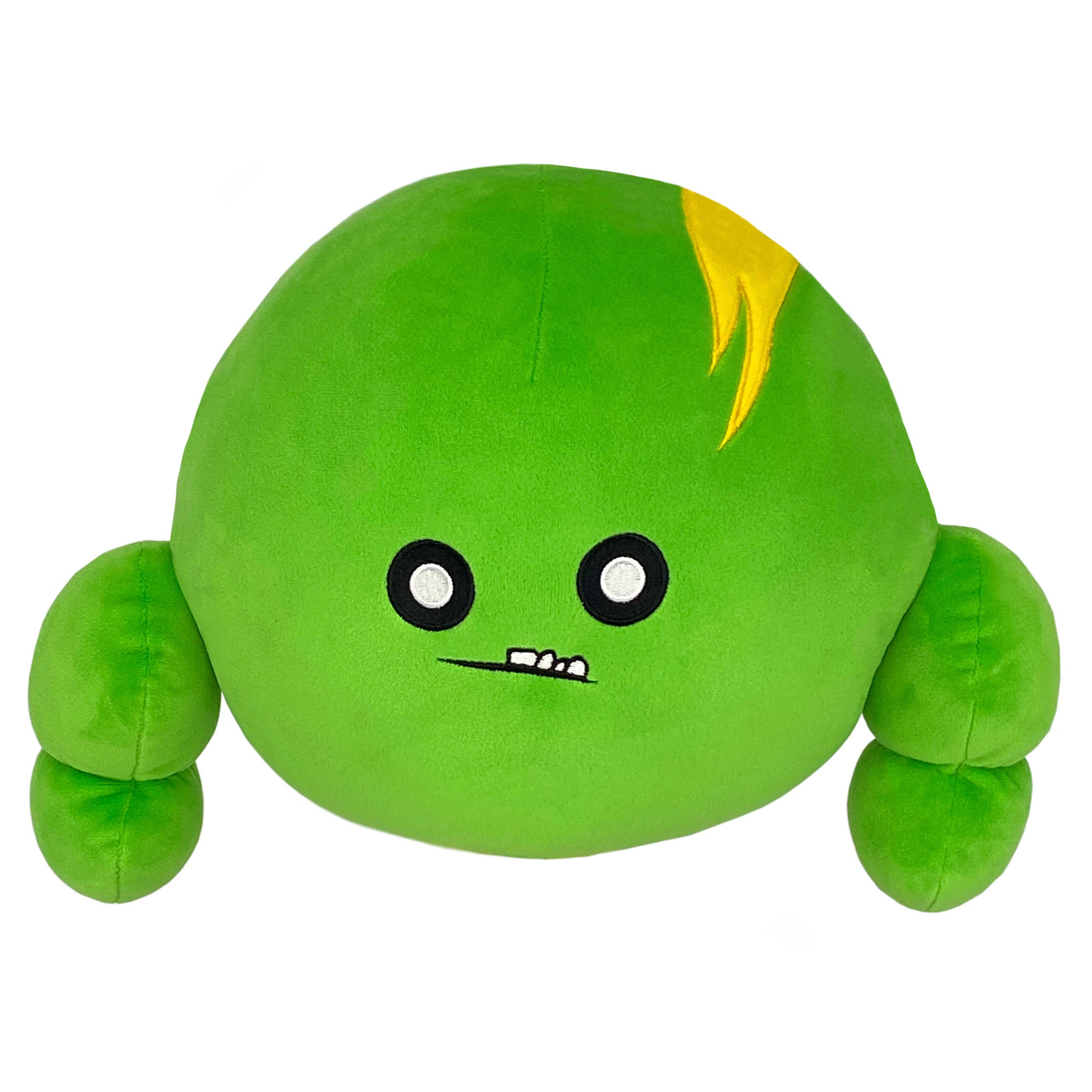 doomlings eugene overgrowth plushie - green character with funny face and big arms stuffed animal