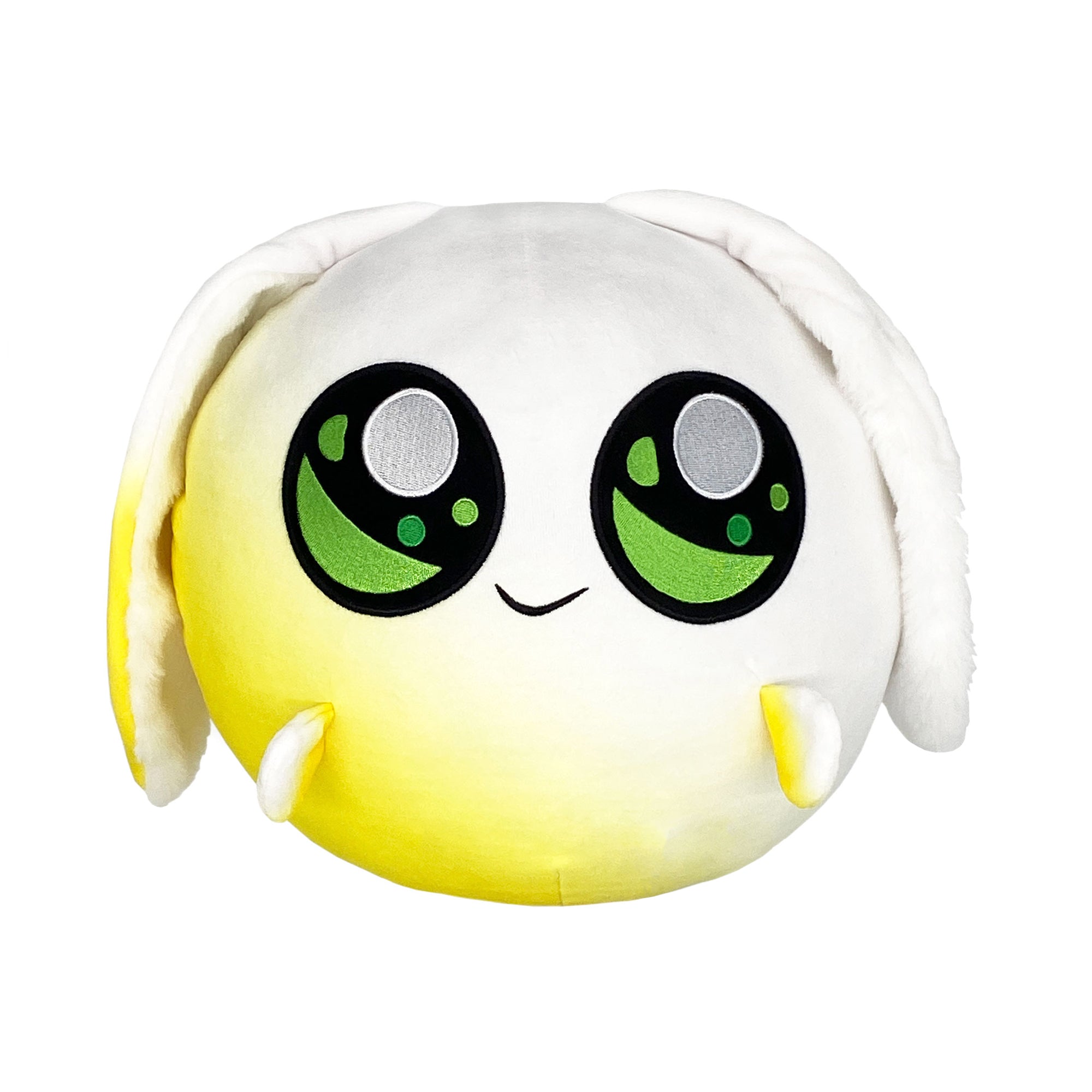 round bunny plushie with big anime eyes very cute white bunny stuffed animal