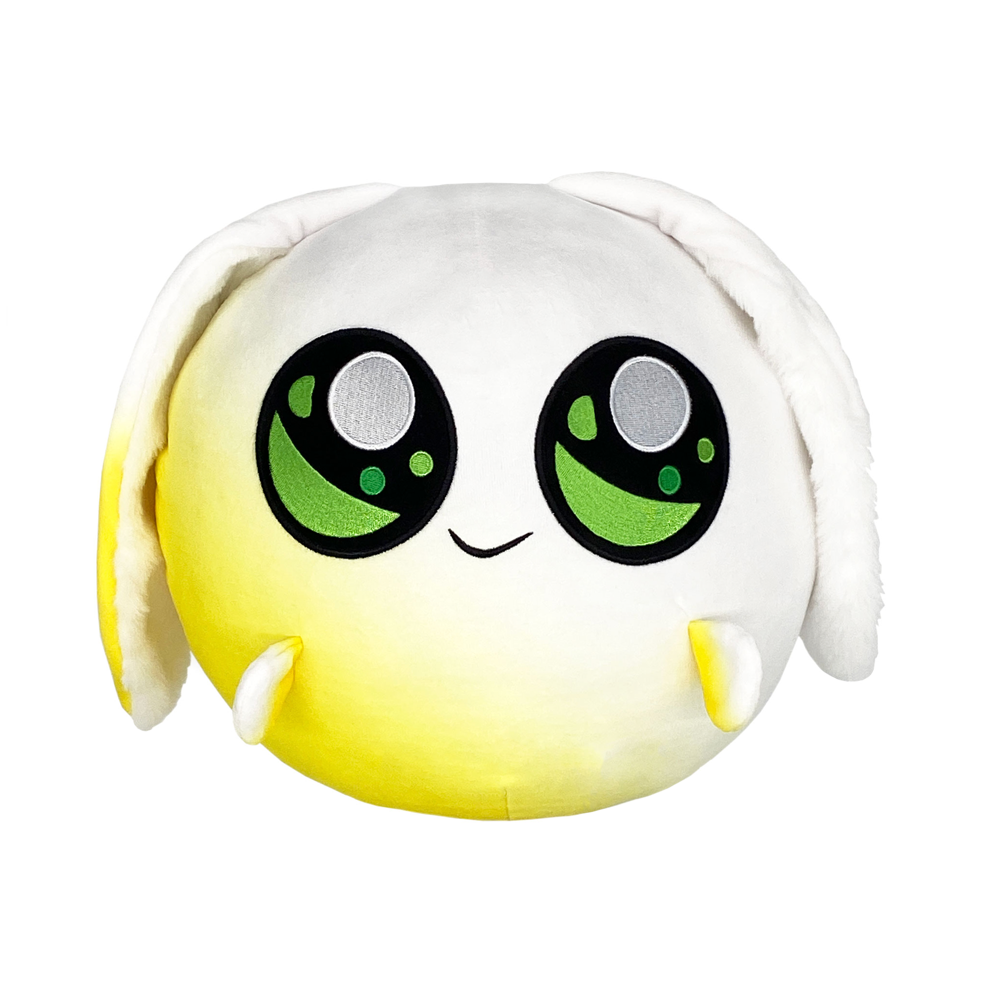 round bunny plushie with big anime eyes very cute white bunny stuffed animal