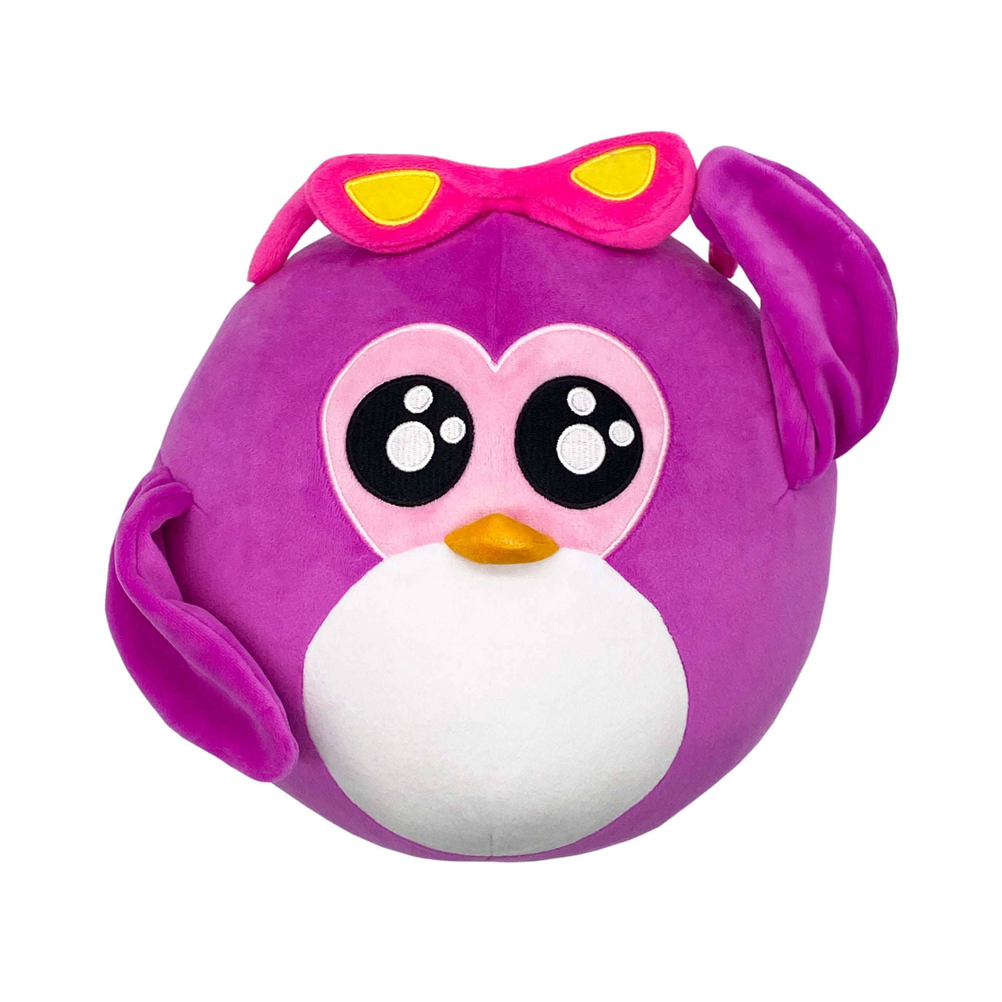 purple penguin with pink sunglasses doomling plushie cute kawaii stuffed animal round