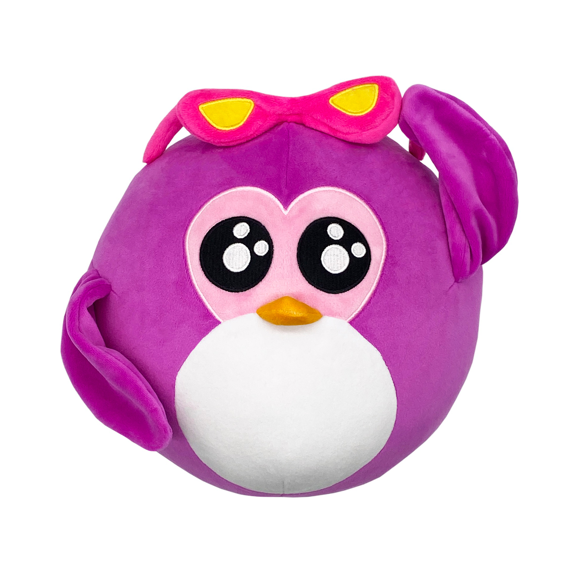 purple penguin with pink sunglasses doomling plushie cute kawaii stuffed animal round