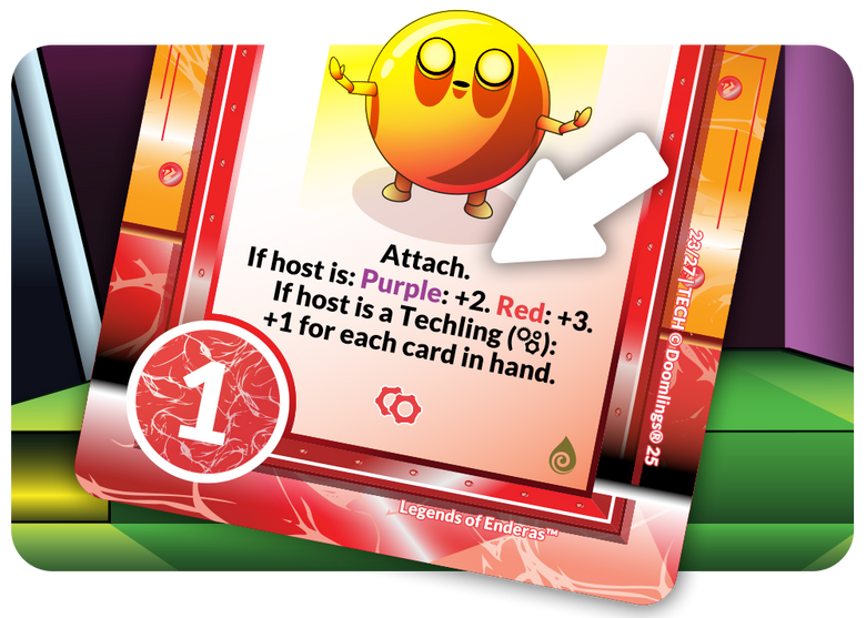 doomling card with arrow pointing at attachment mechanic