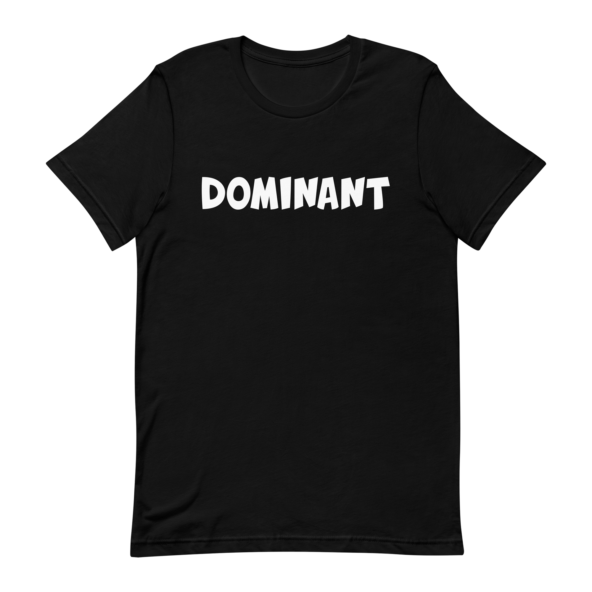 black tshirt with the words dominant written on it in the doomlings font