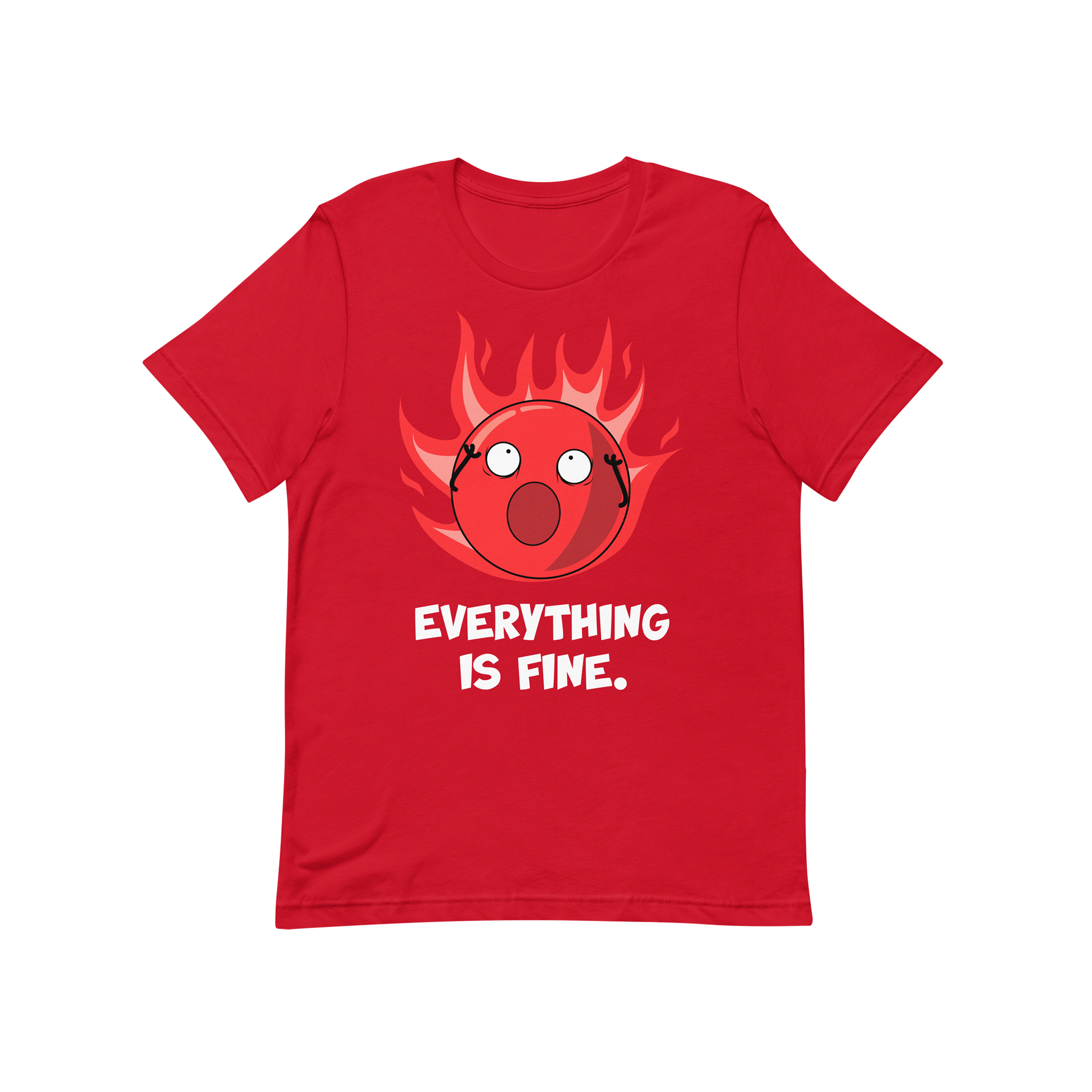 everything is fine tee with doomling on fire on red shirt, kids shirt