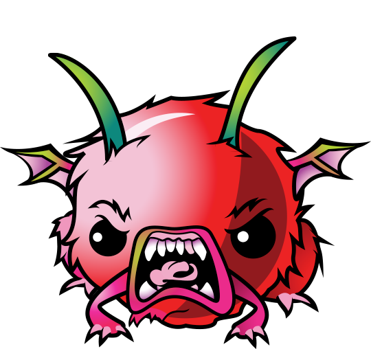 an angry fuzzy red fuzeling
